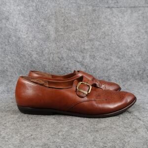 Dolcis Shoes Womens 7.5 Monk Strap Oxford Loafers Wingtip Leather Brown Retro